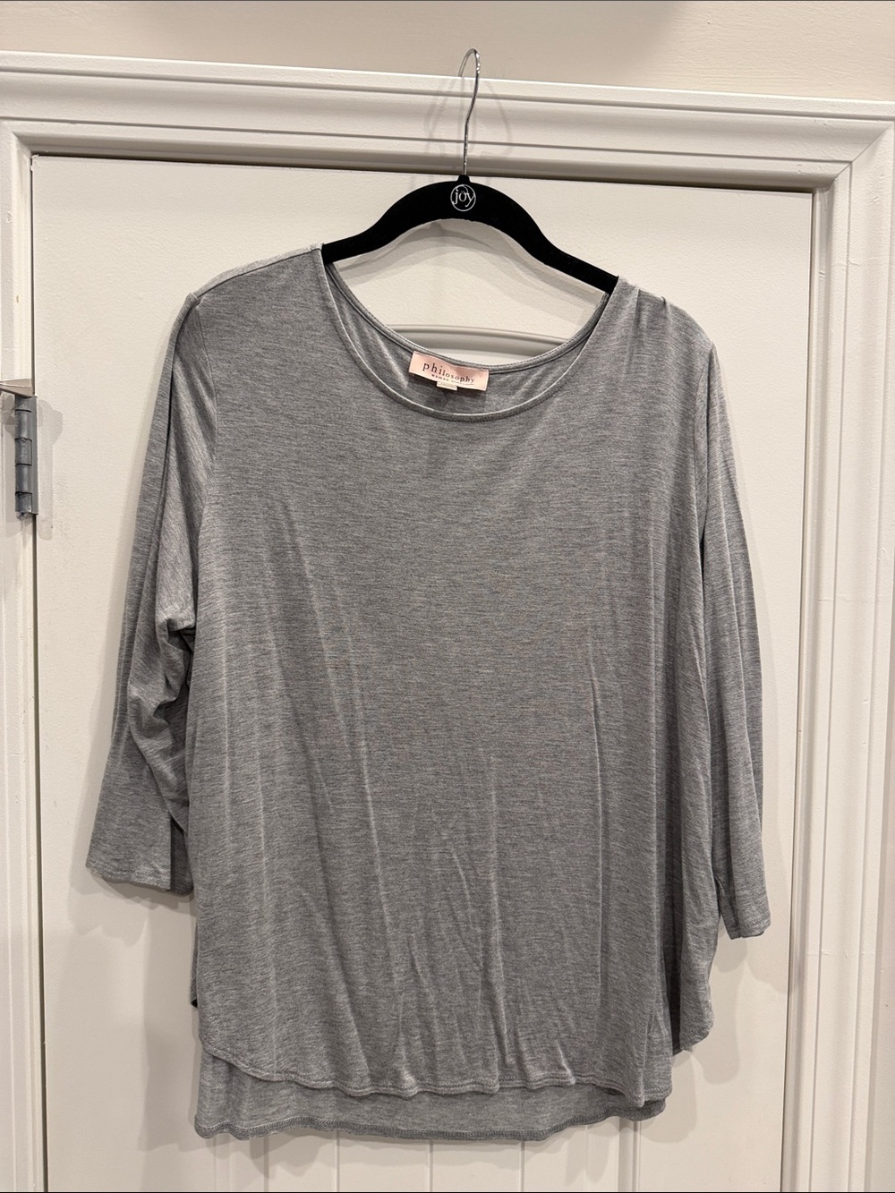 Philosophy Soft Gray 3/4 Length Women's Top